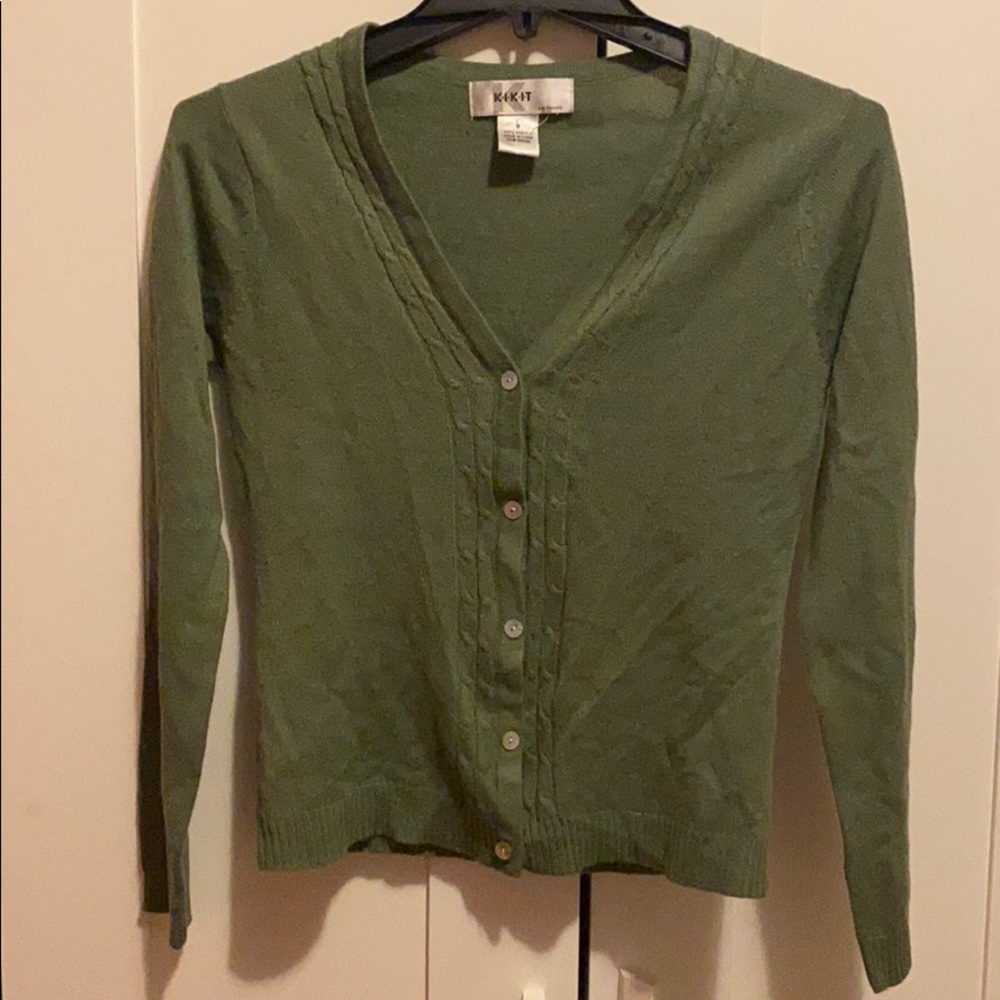 knitwear olive green cardigan